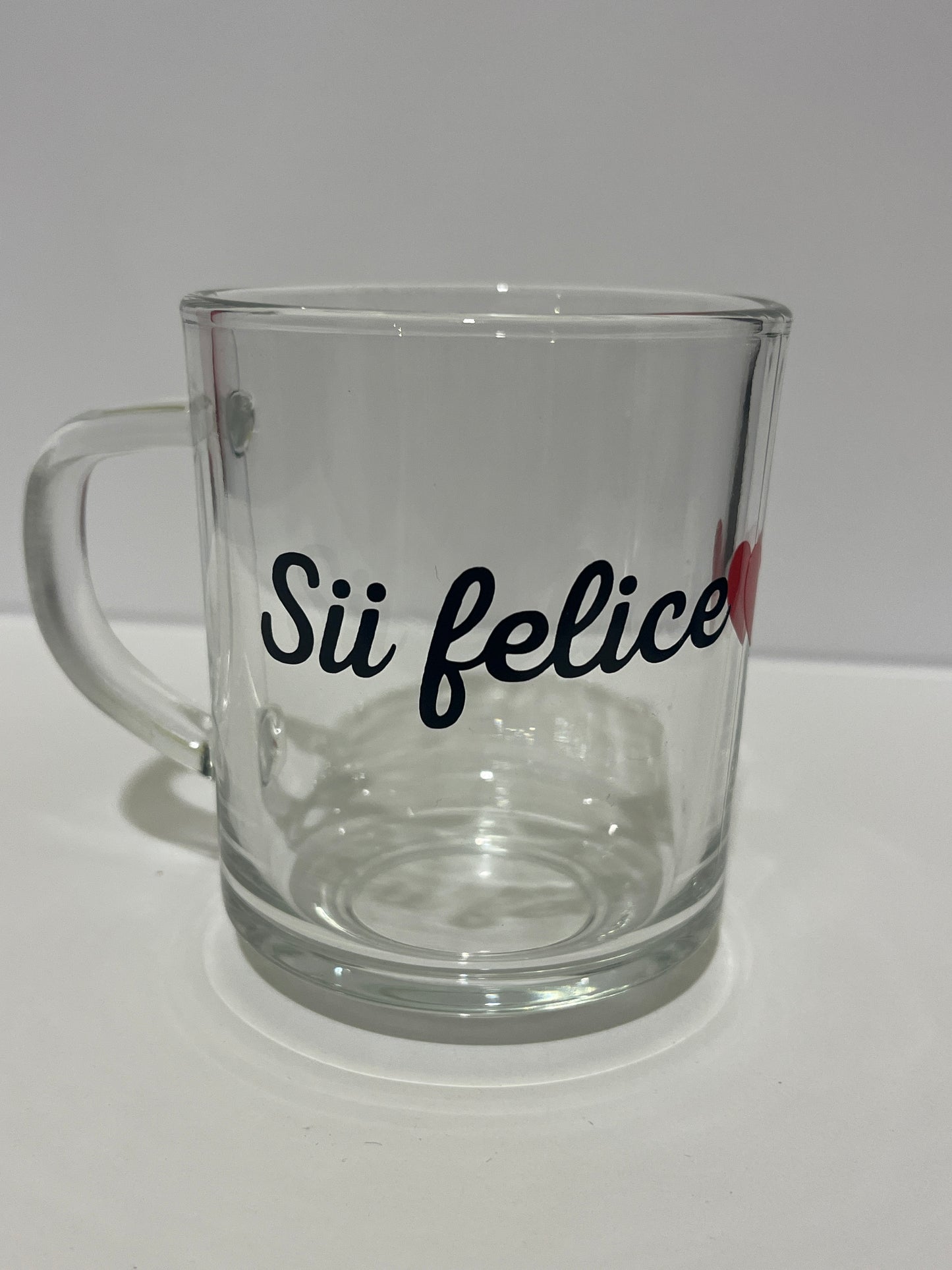 Tazza colazione sii felice trasparente con stampa