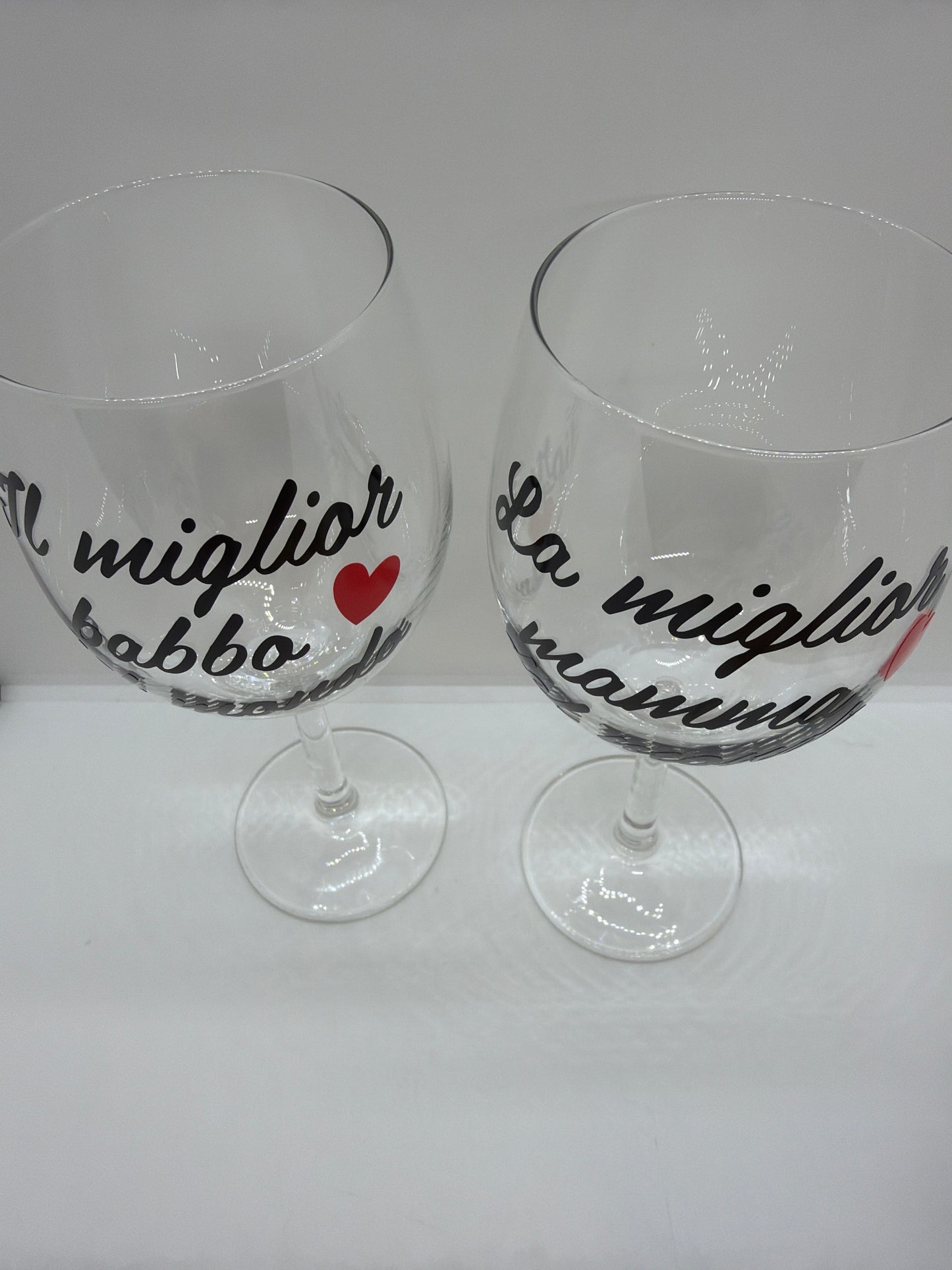 Calici in coppia “miglior babbo e mamma del mondo” in vetro