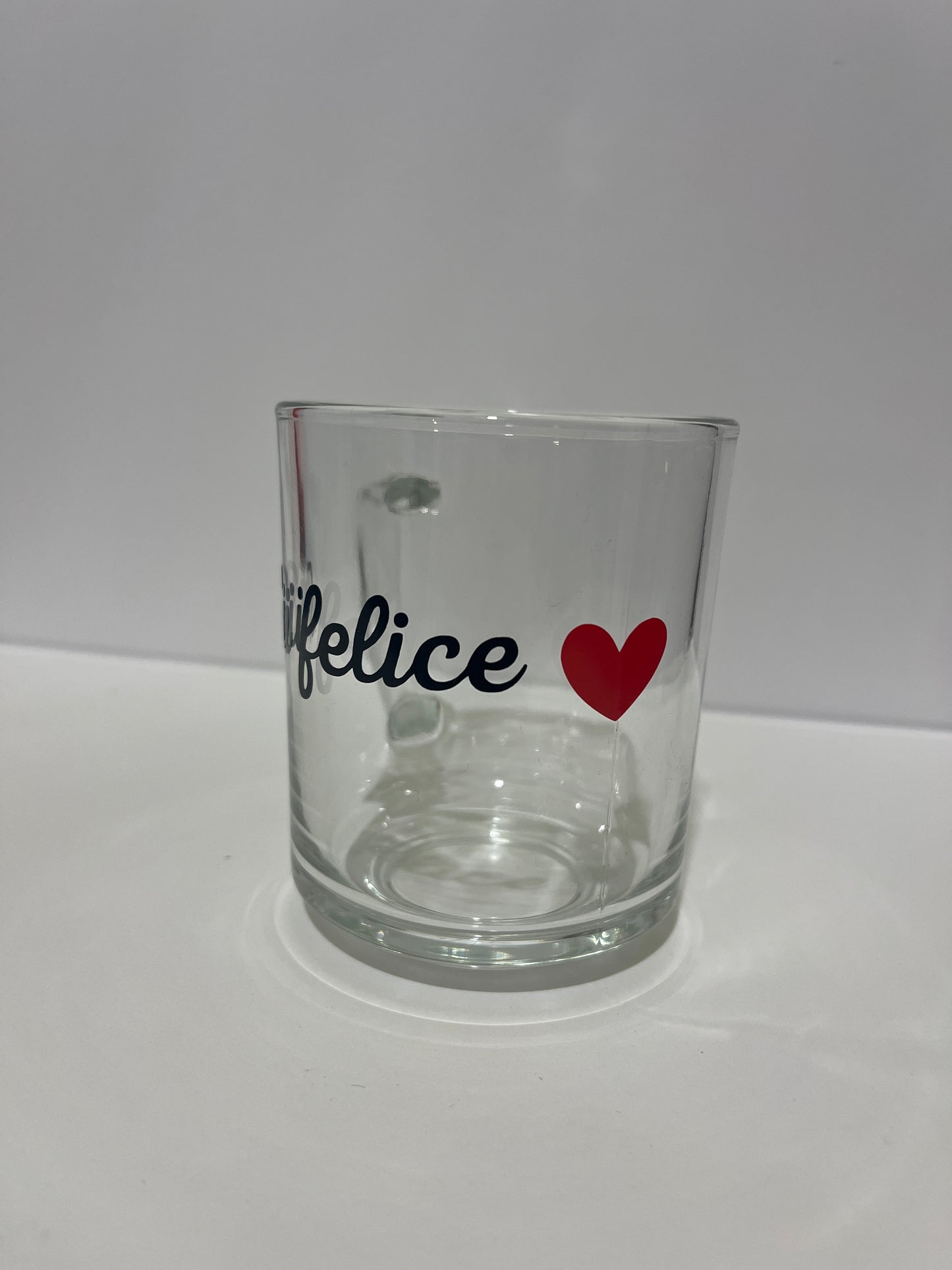 Tazza colazione sii felice trasparente con stampa