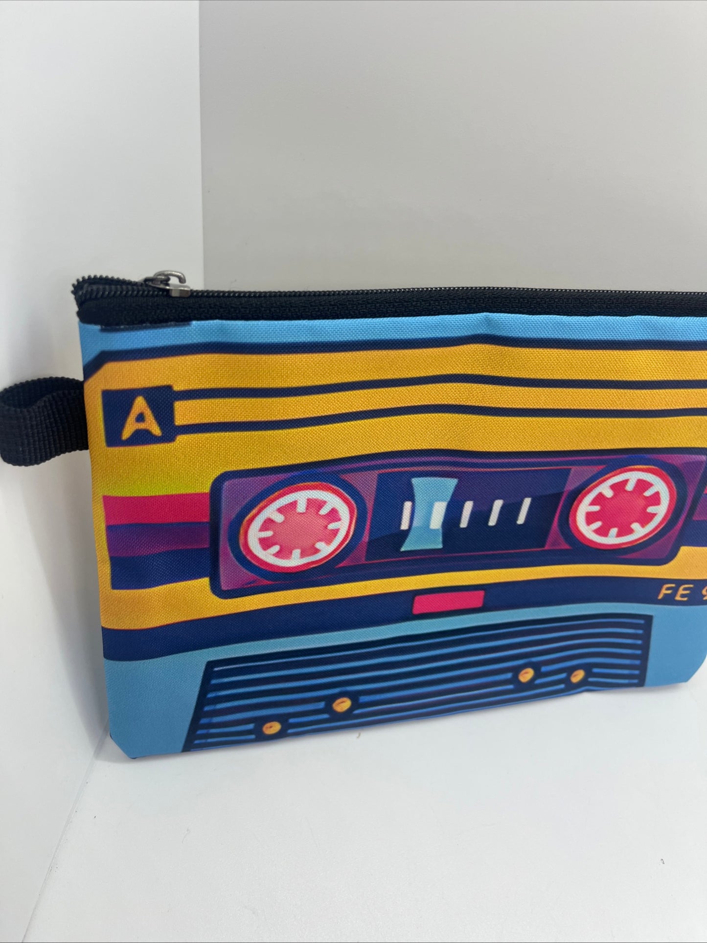 Busta beauty stampa vintage musicassetta astuccio porta Oggetti borsa