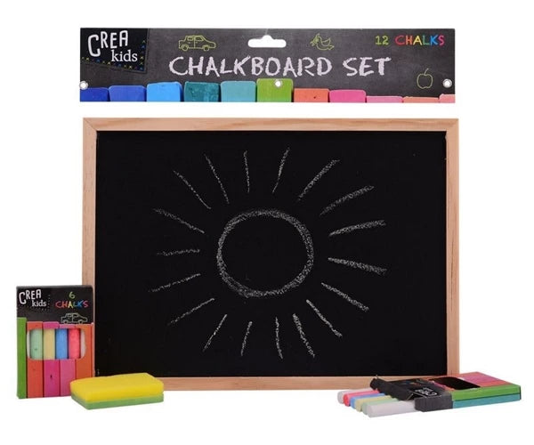 Crea Kids Lavagna con accessori gessi colorati e spugna gioco creativo 29x21
