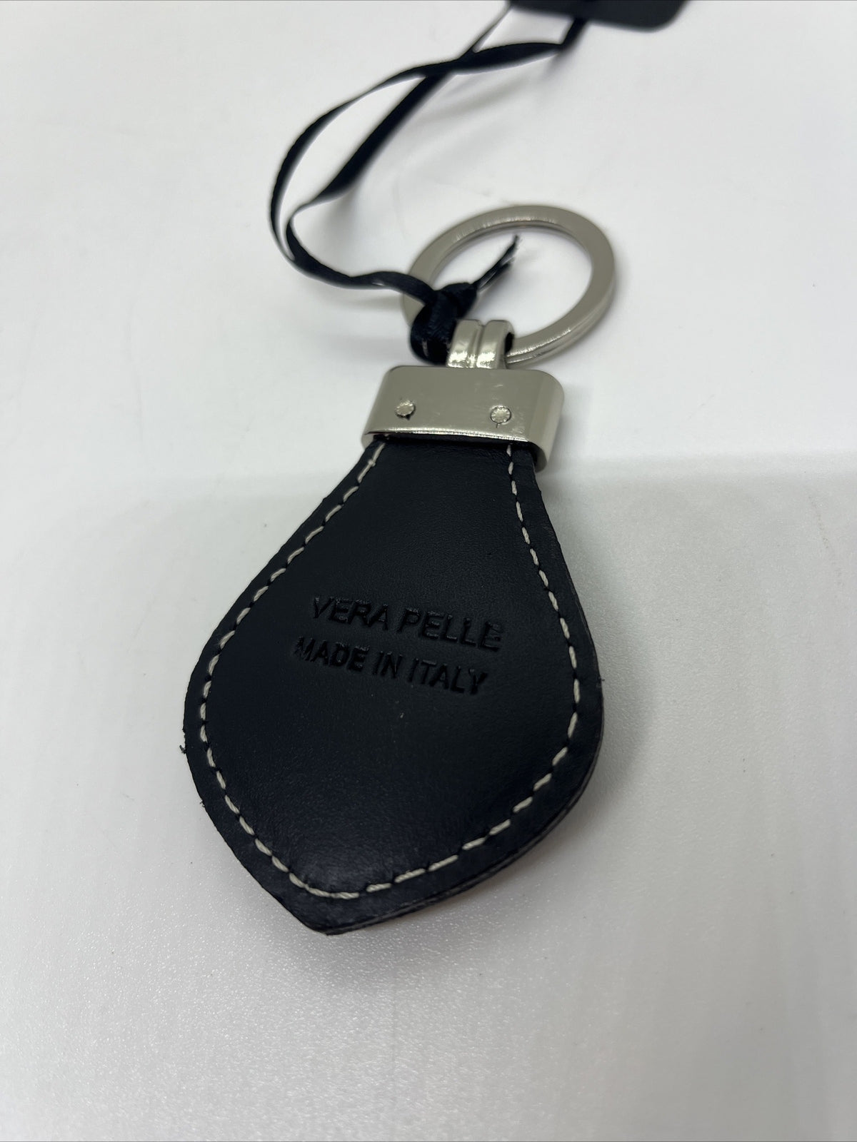 portachiavi in vera pelle made in Italy con giglio Firenze caporaso nero