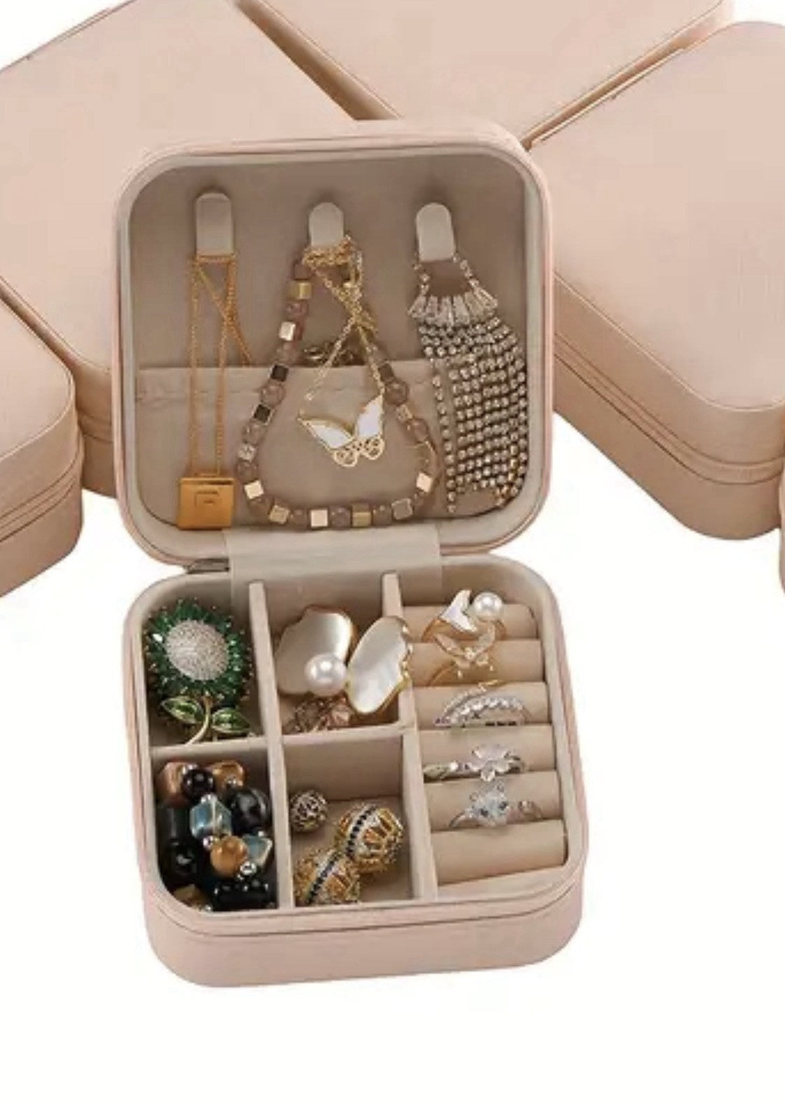 portagioielli gioielli da viaggio rosa 10x10 con zip personalizzato nome glitter