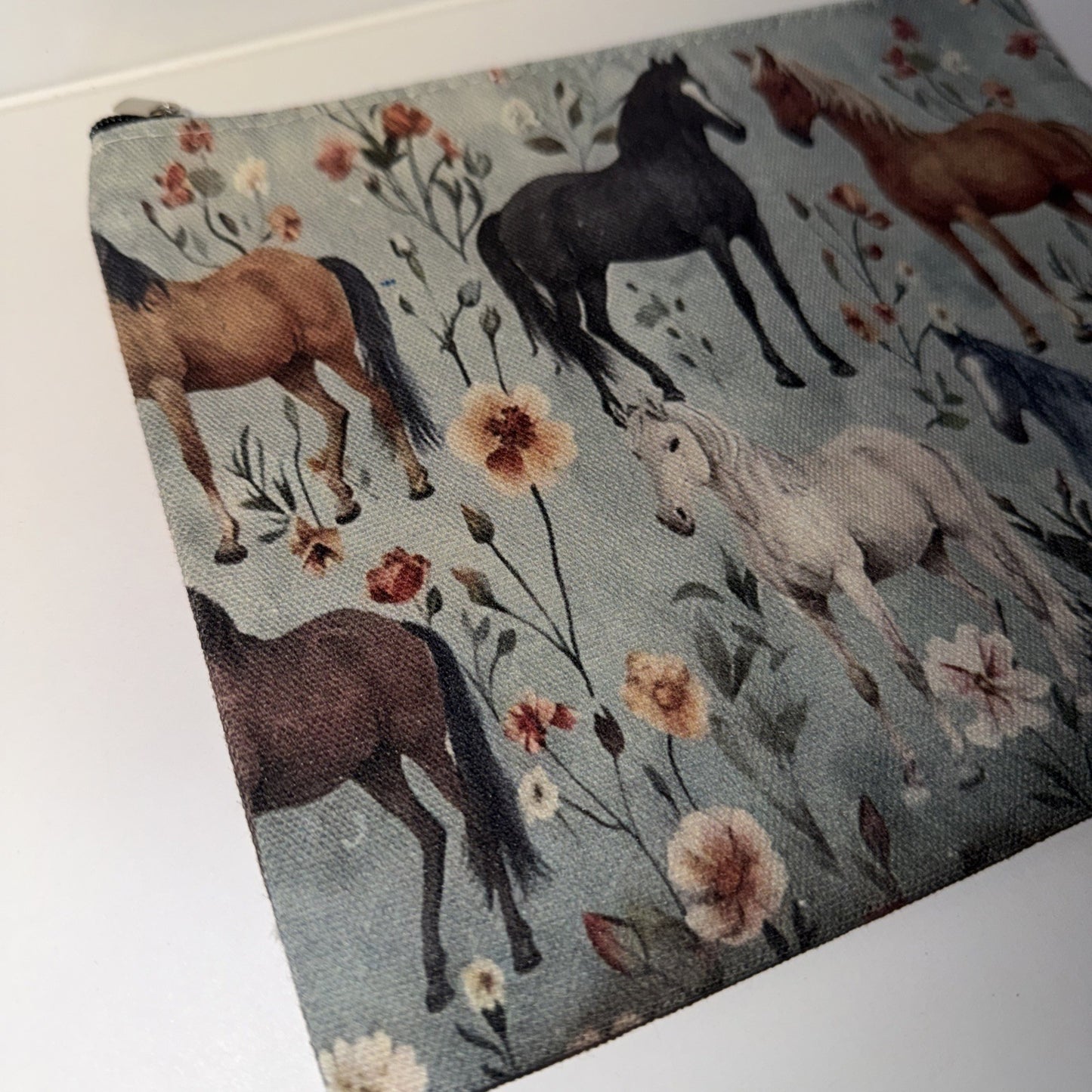 busta porta oggetti beauty pochette da borsa fantasia cavallo equitazione horse