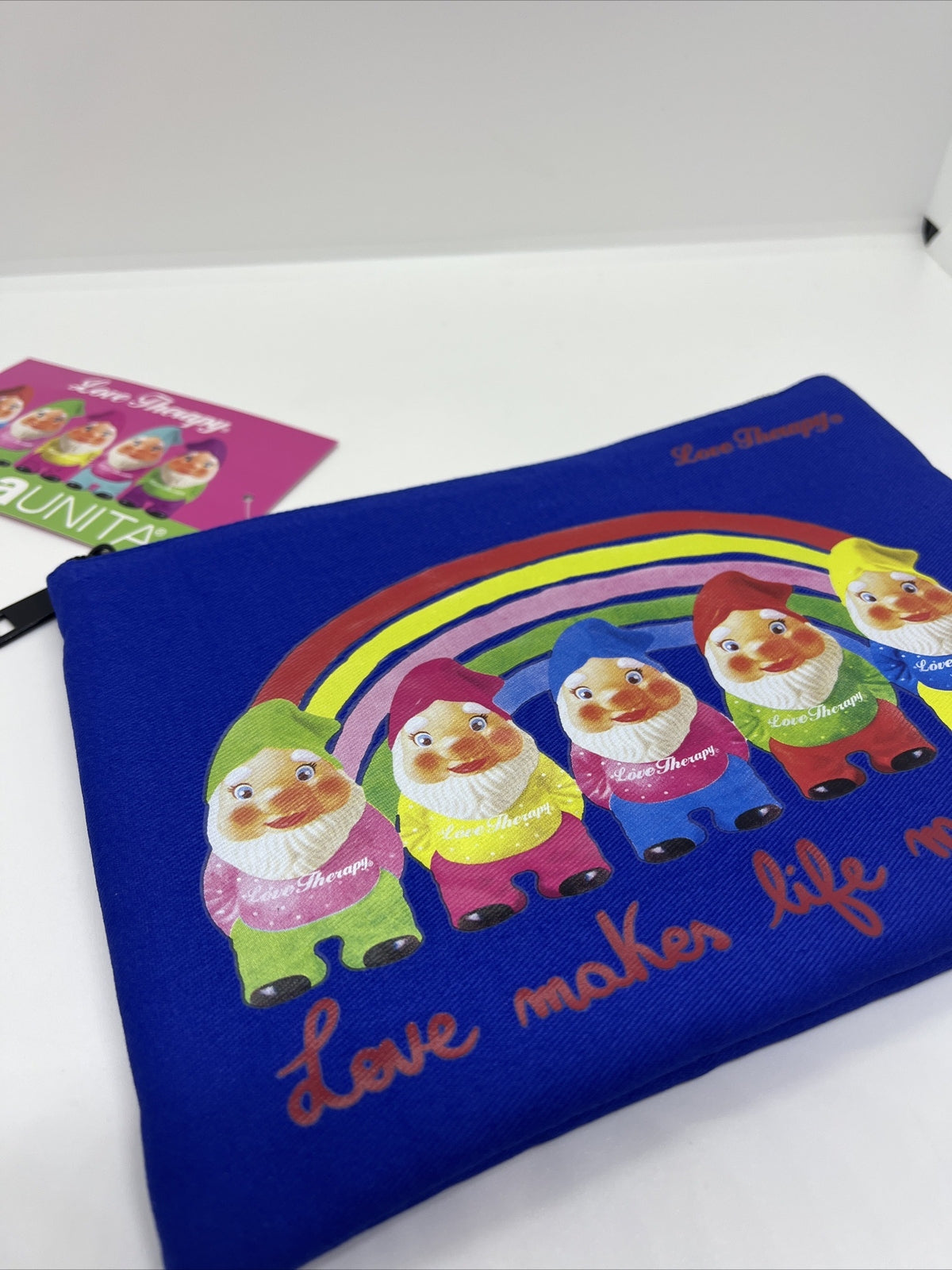 Busta piatta tinta unita Love Therapy pochette porta Oggetti borsa 23x16 stoffa