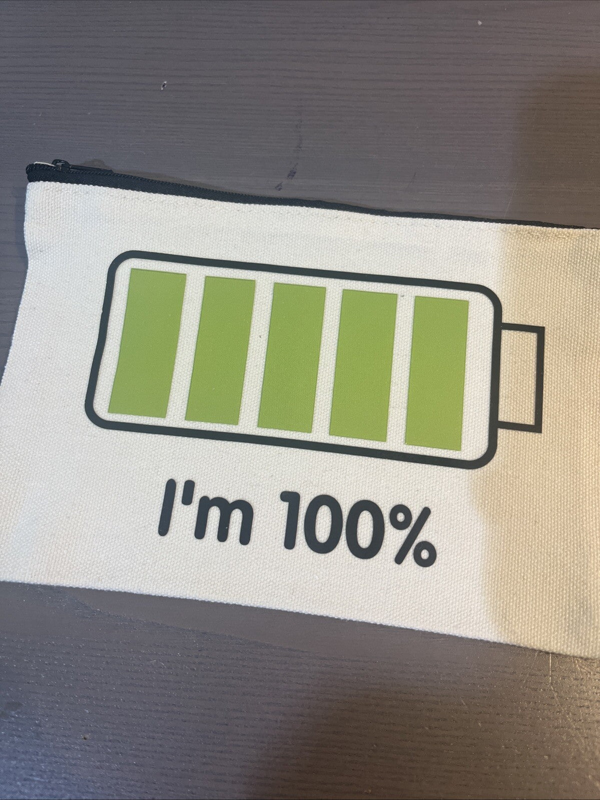 busta porta oggetti beauty pochette divertente I’m Sono 100% carica da borsa