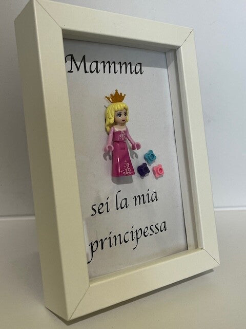 cornice quadro festa della mamma principessa simil lego
