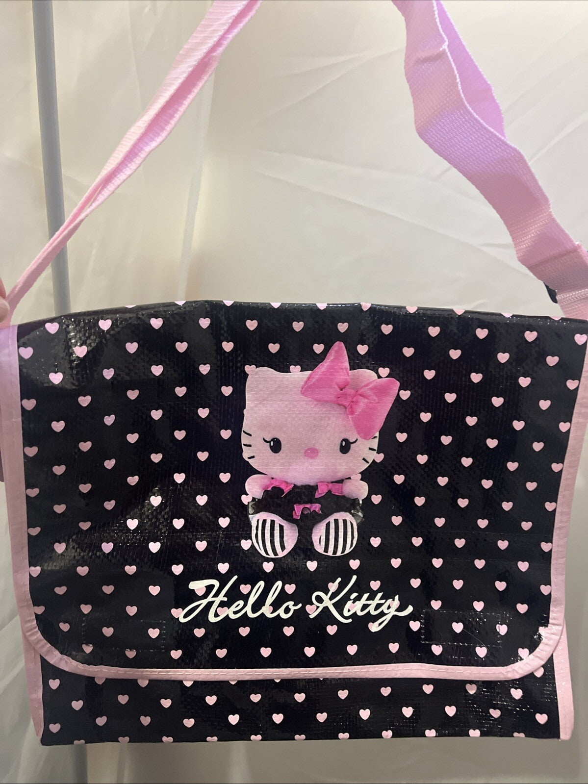 borsa shopper tracolla e spalla hello Kitty sanrio pvc nero 28x35x8