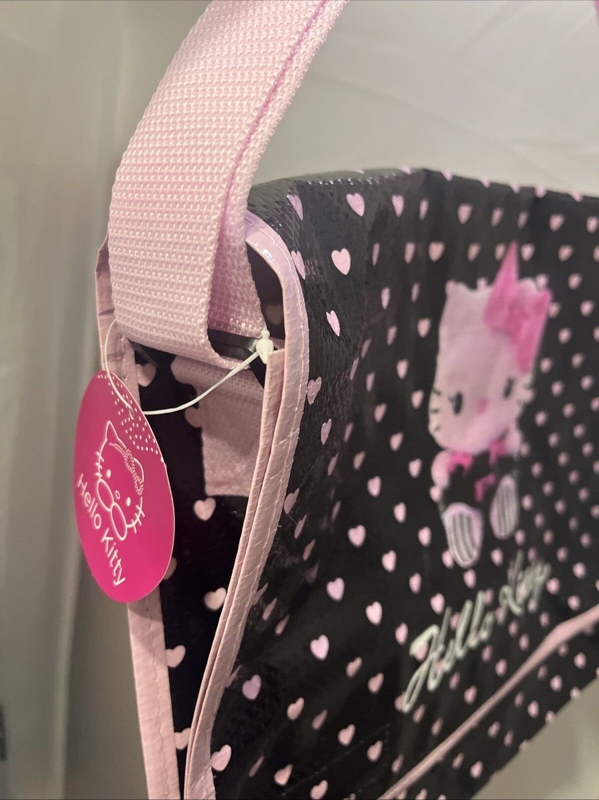 borsa shopper tracolla e spalla hello Kitty sanrio pvc nero 28x35x8