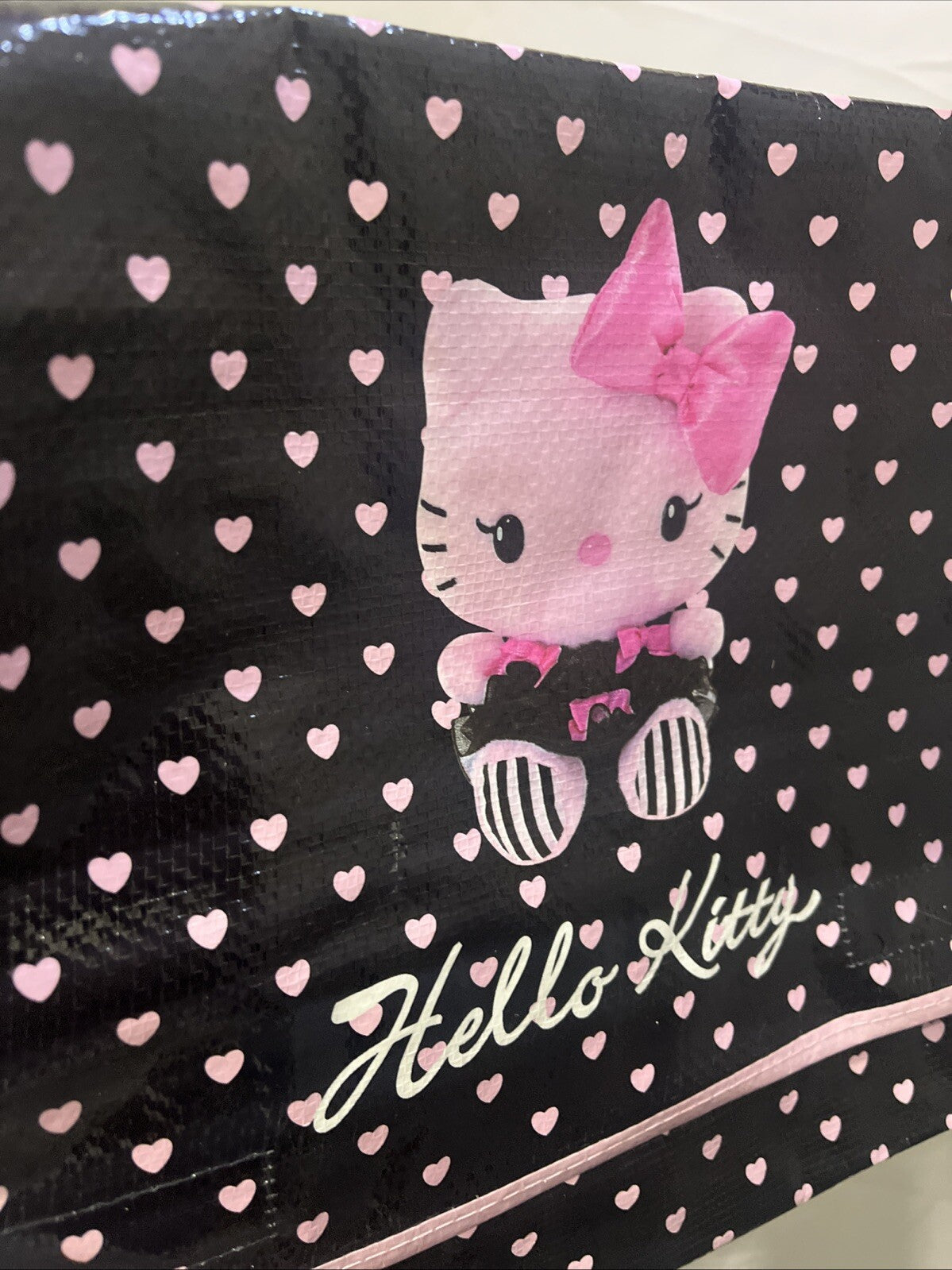 borsa shopper tracolla e spalla hello Kitty sanrio pvc nero 28x35x8