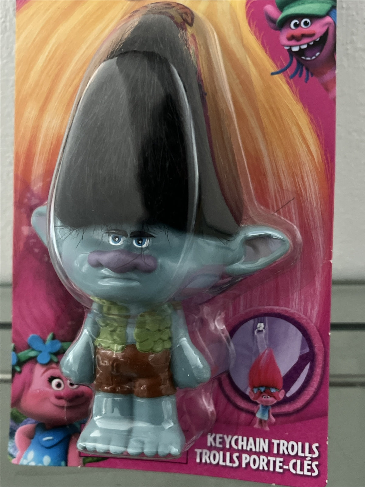 portachiavi personaggio Trolls Branch capelli veri 15 Cm