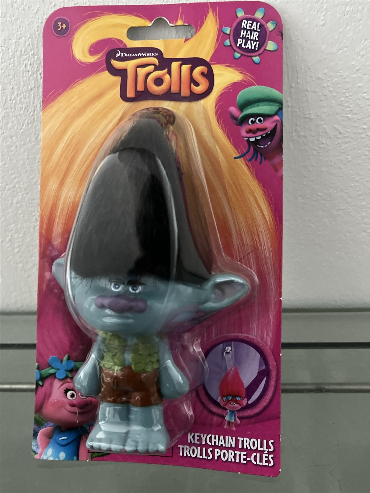 portachiavi personaggio Trolls Branch capelli veri 15 Cm