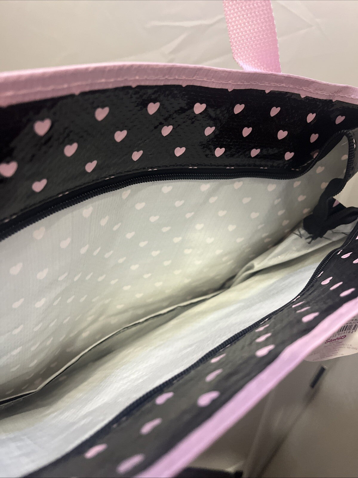 borsa shopper a mano e spalla hello Kitty sanrio pvc nero Cerniera 41x29x12