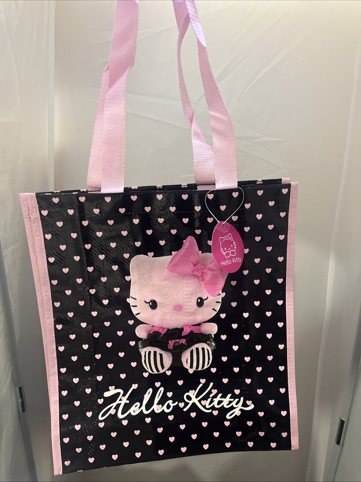 borsa shopper a mano hello Kitty bambina sanrio pvc nero 33x30x10