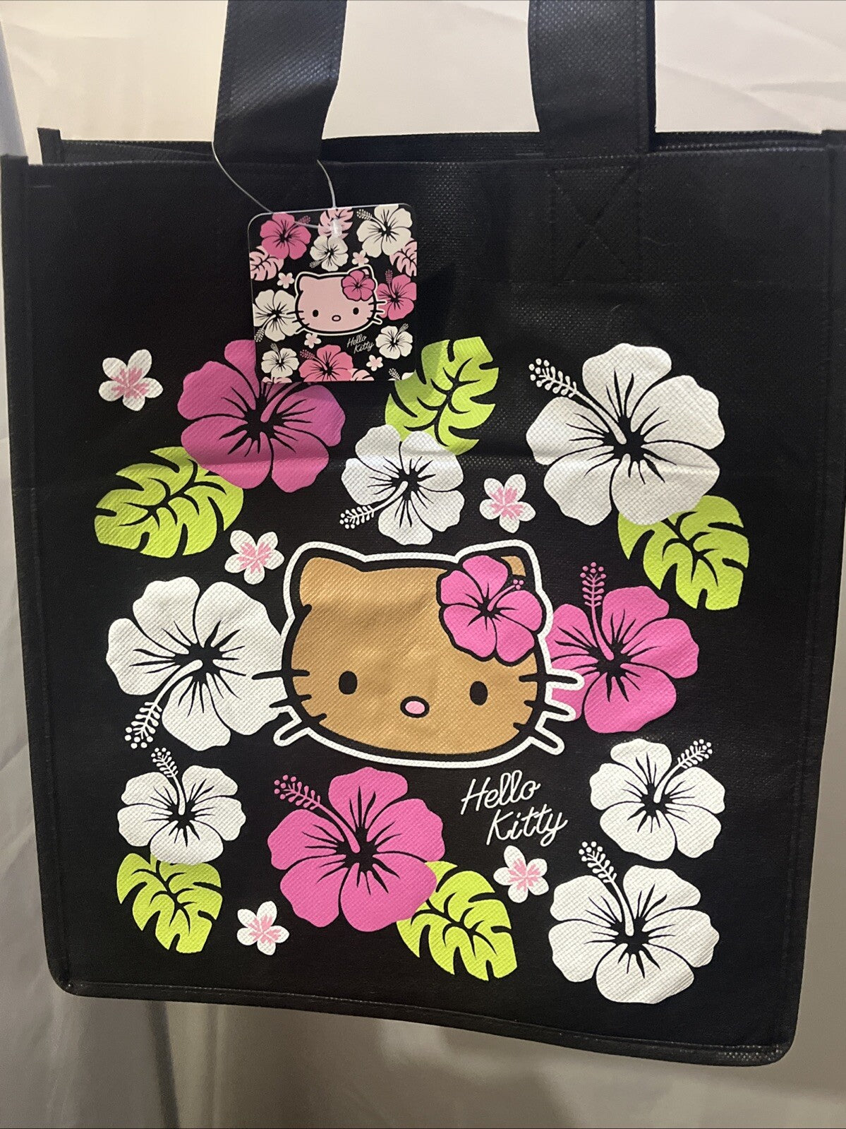 borsa shopper a mano hello Kitty bambina sanrio tessuto nero 35x31x23
