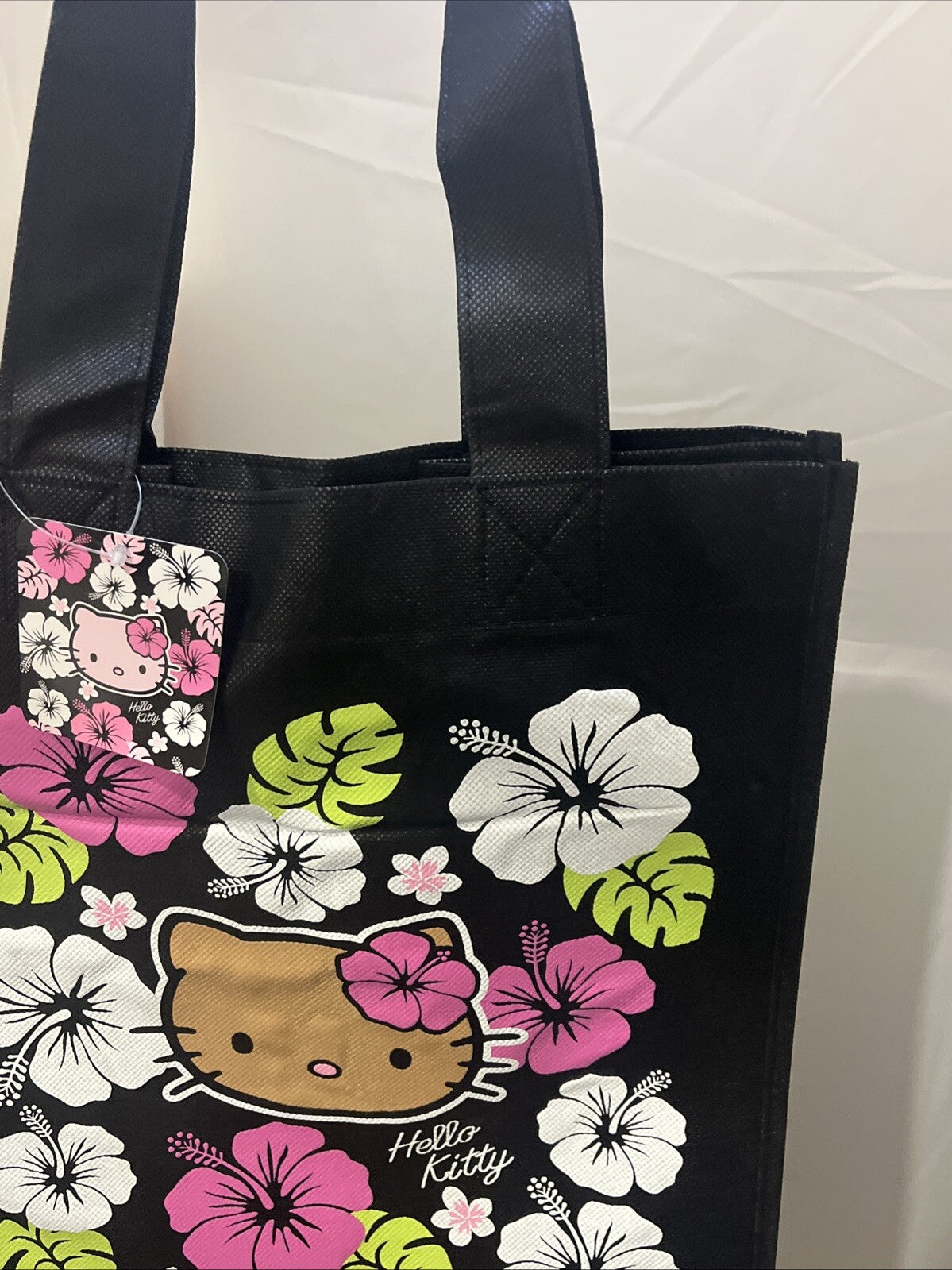 borsa shopper a mano hello Kitty bambina sanrio tessuto nero 35x31x23