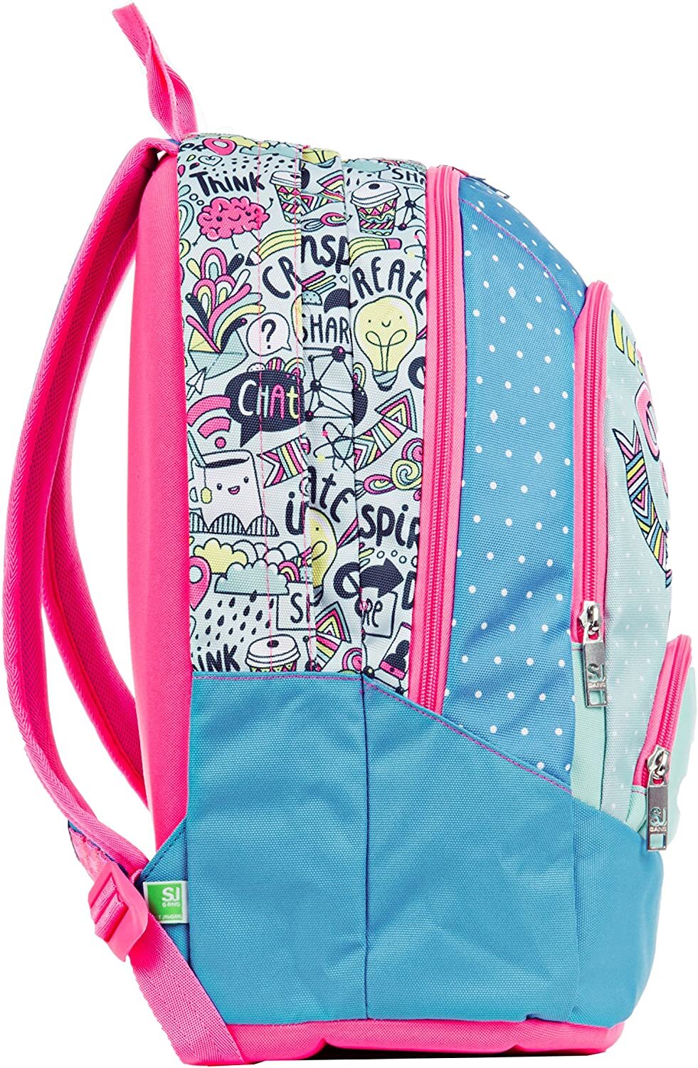 ZAINO SCUOLA SJ GANG GIRL ELEMENTARI TONDO MAXI ROSA AZZURRO BAMBINA
