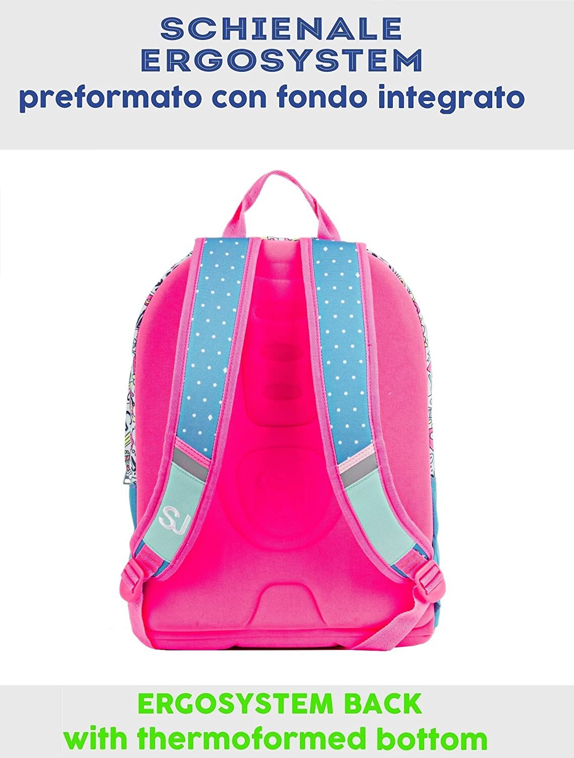 ZAINO SCUOLA SJ GANG GIRL ELEMENTARI TONDO MAXI ROSA AZZURRO BAMBINA