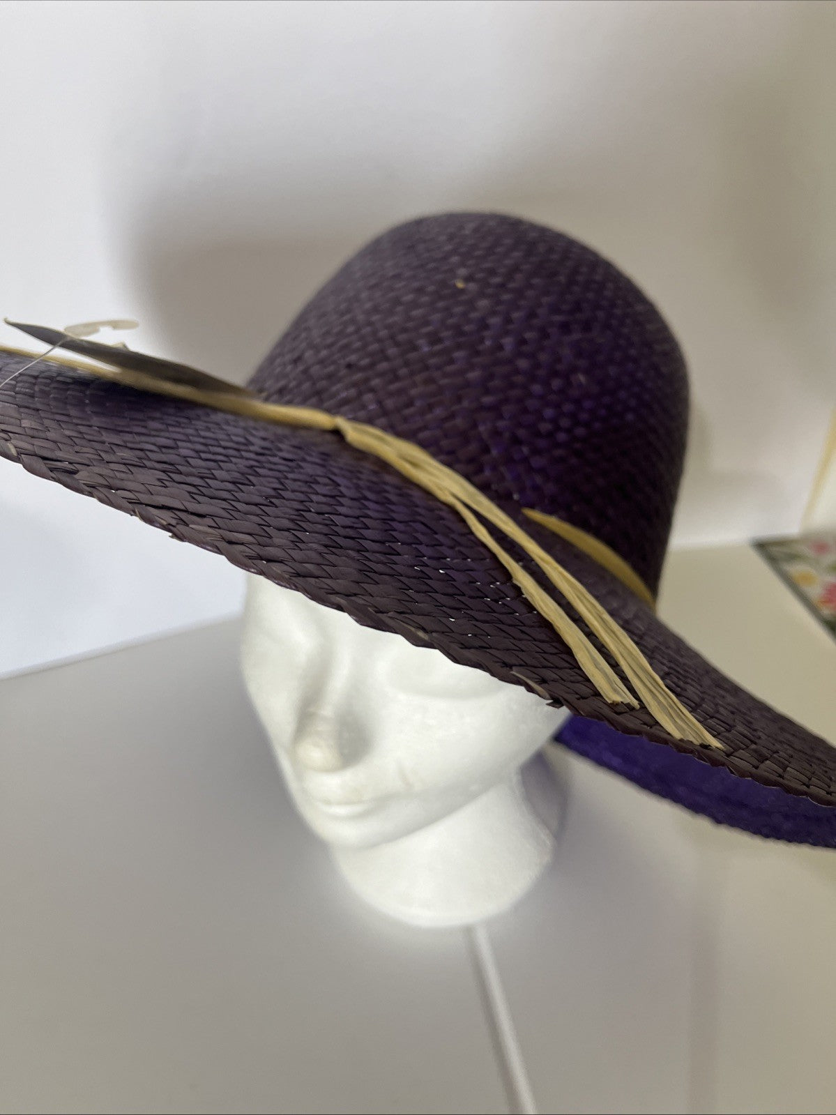CAPPELLO PAGLIA VIOLA SOLE GIARDINAGGIO DONNA PASSEGGIO MARE TG UNICA