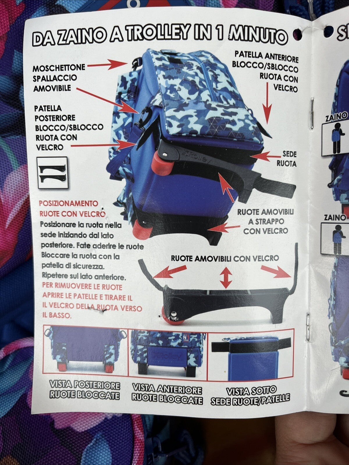 zaino scuola viaggio sport XROLLEY trolley tracolla ruote removibili tempo libero