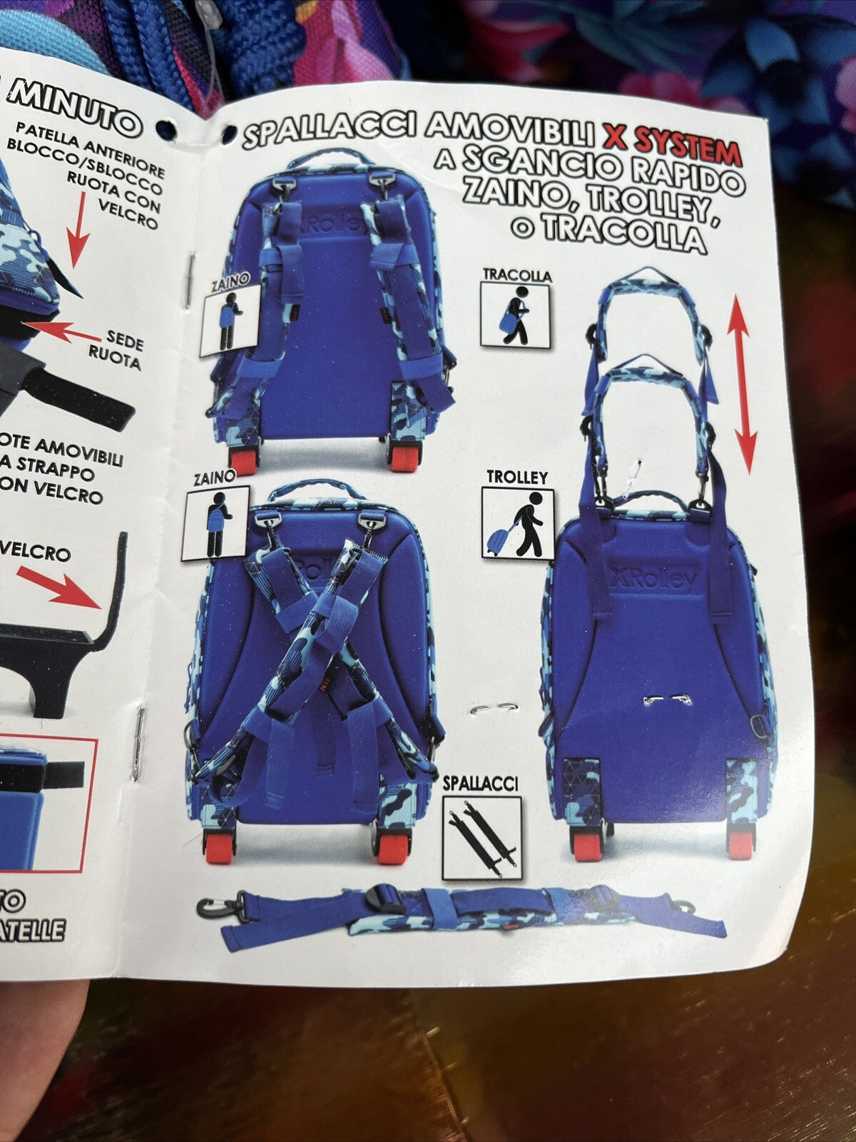 zaino scuola viaggio sport XROLLEY trolley tracolla ruote removibili tempo libero