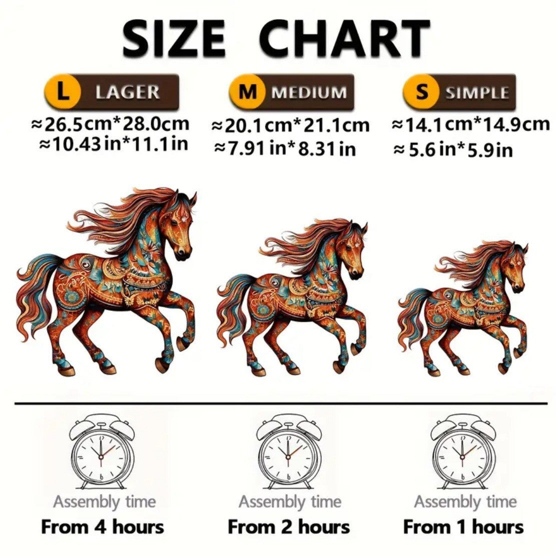 puzzle in legno forme irregolari rompicapo alta difficoltà cavallo horse 20x21