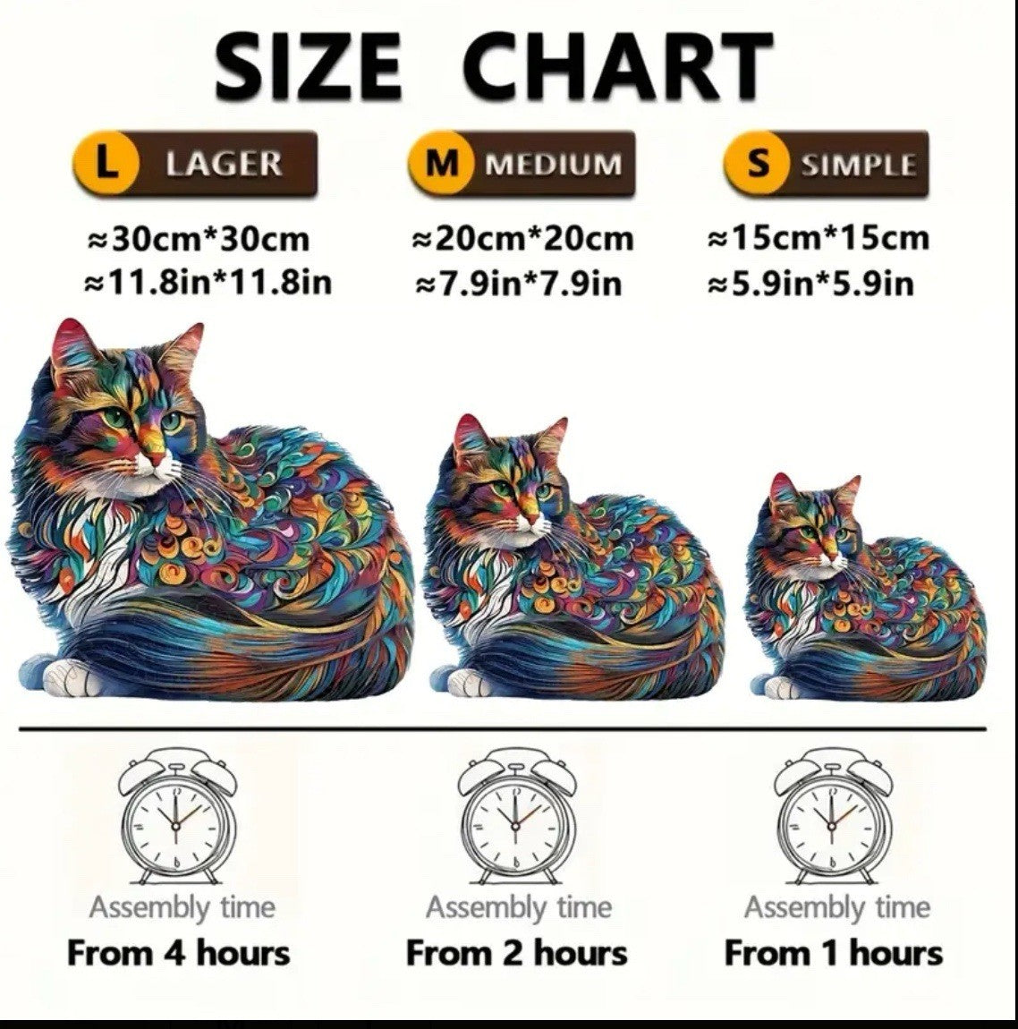puzzle in legno forme irregolari rompicapo alta difficoltà gatto cat cats 20x20