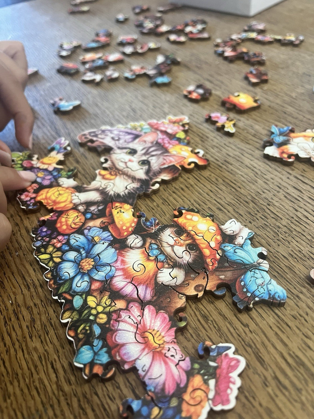 puzzle in legno forme irregolari rompicapo alta difficoltà gatto fungo 20x23
