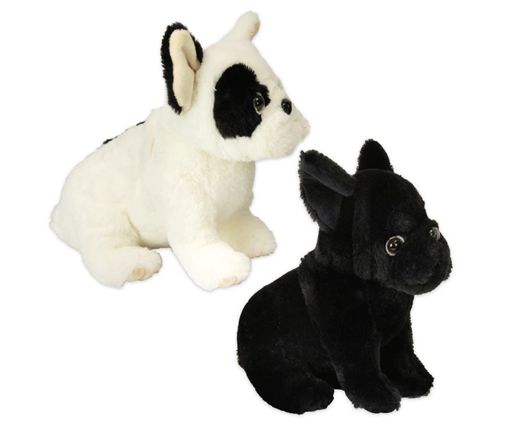 Peluche morbido cane dog Bulldog francese bianco nero 35 cm bullo