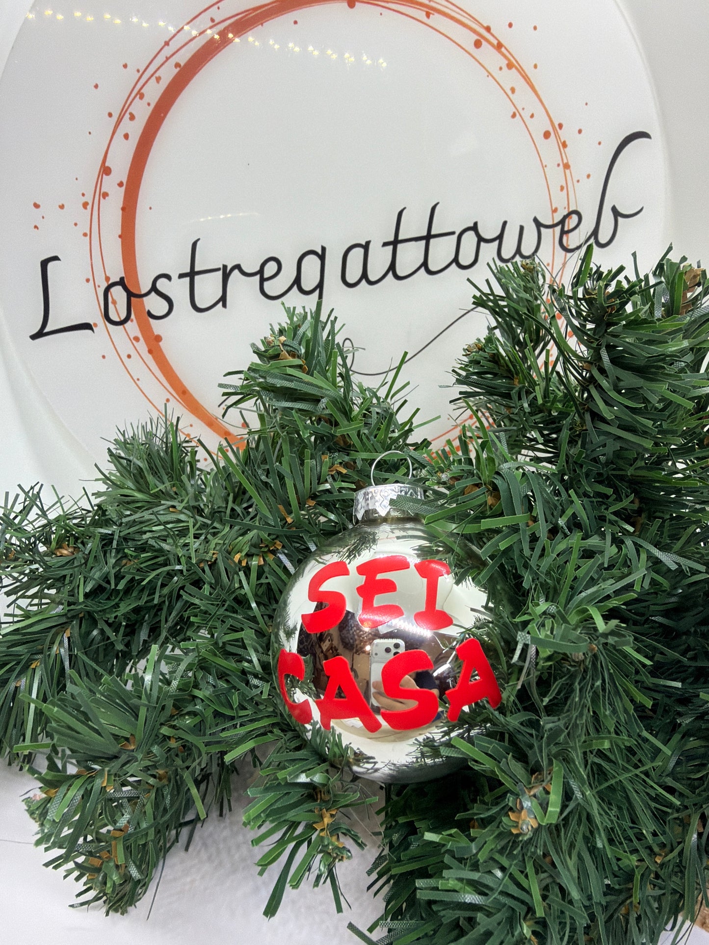 pallina in vetro decorazione albero di Natale “sei casa”