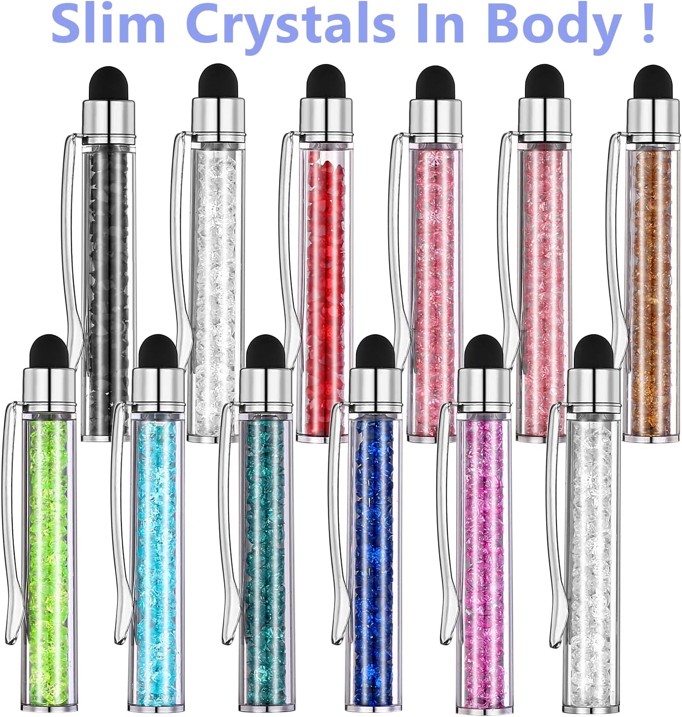 penne a sfera con crystal Diamond personalizzate con nome argento glitter penna personalizzata con touch screen