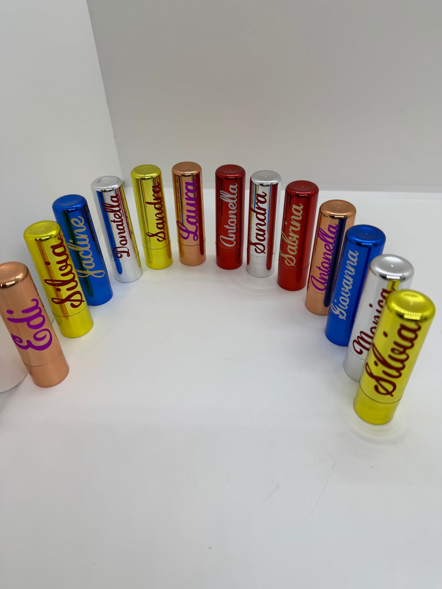 balsamo labbra neutro personalizzato con nome vinile con glitter personalizzabile