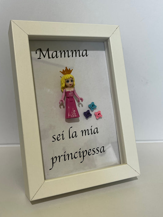 Cornice quadro festa della mamma principessa simil lego