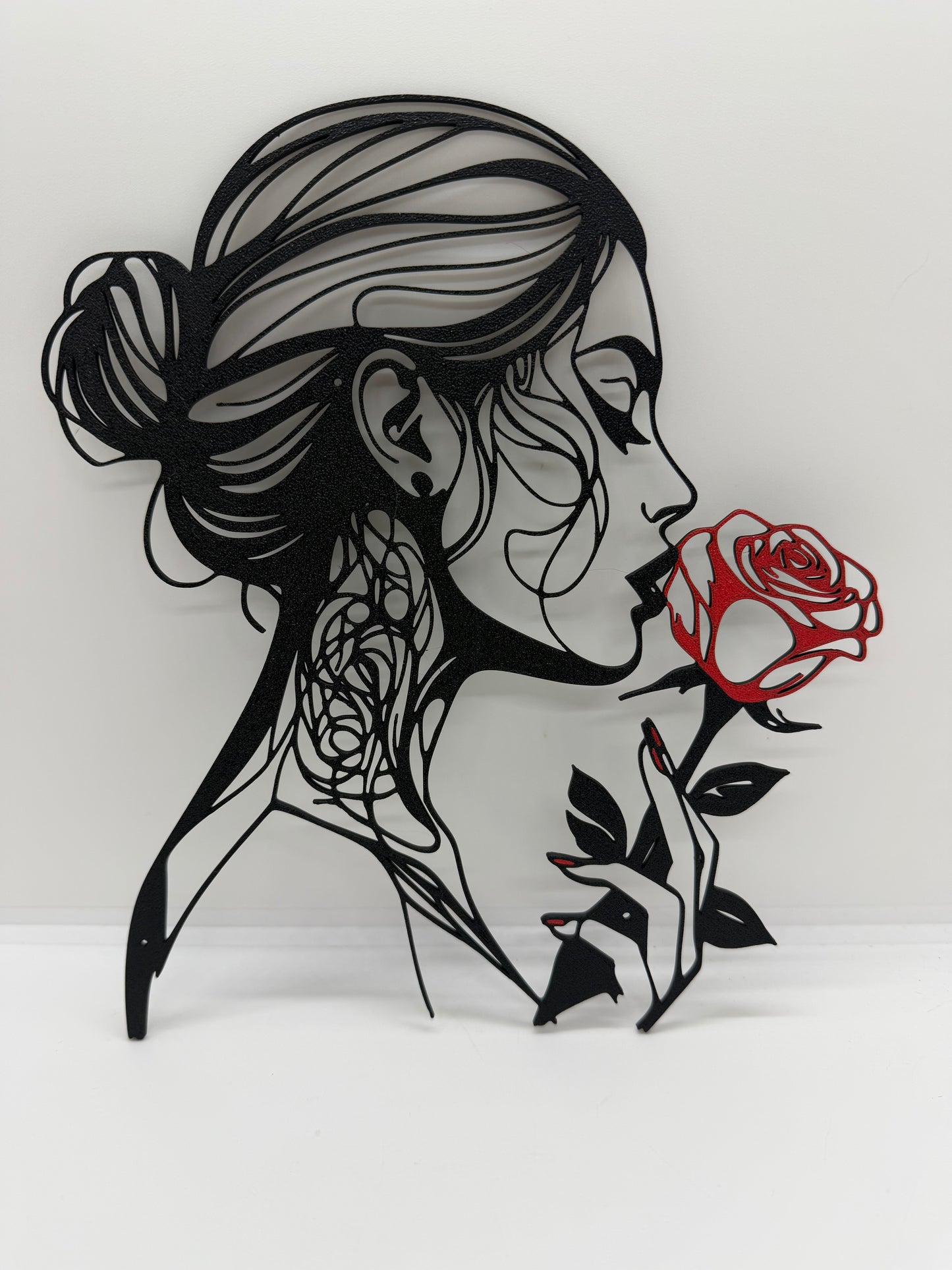 decorazione da parete wall art arte da muro casa donna con rosa rossa