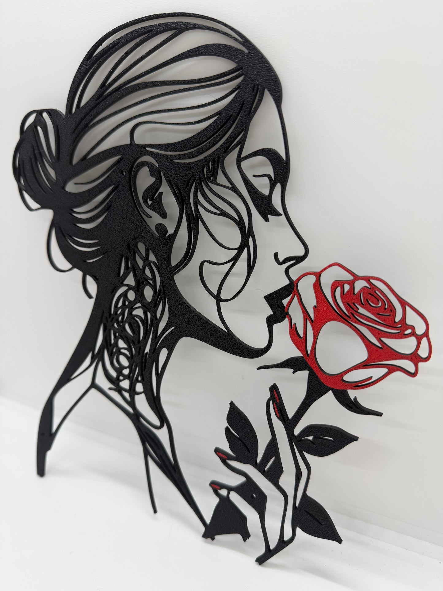 decorazione da parete wall art arte da muro casa donna con rosa rossa