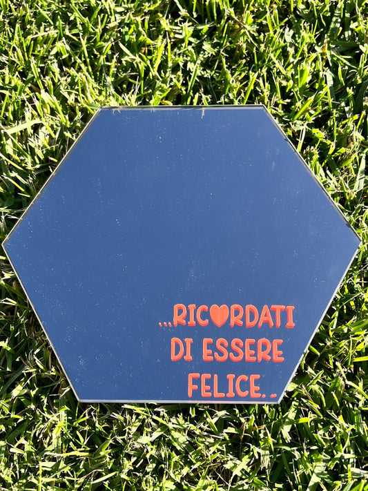 specchio decorativo da parete con frase" Ricordati di essere felice"