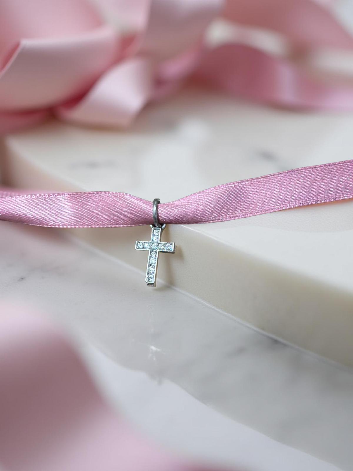 ciondolo  croce con brillantini per bracciali o collane