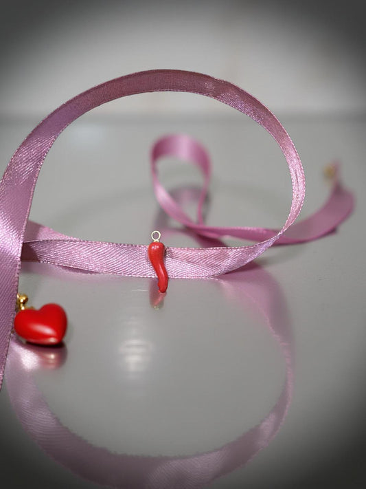 ciondolo cornetto rosso corno porta fortuna per bracciali o collane