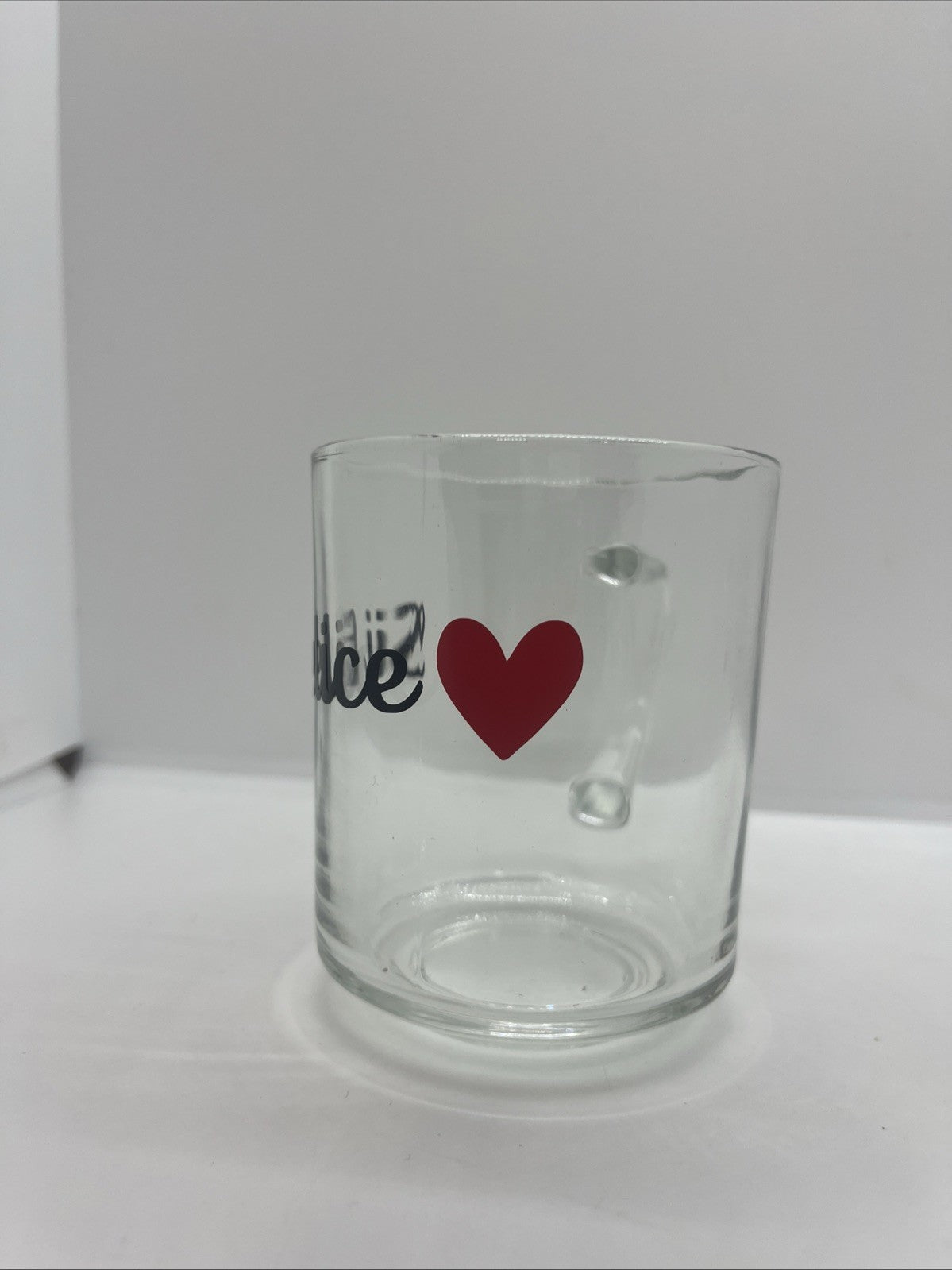 tazza colazione in vetro trasparente con scritta sii felice mug