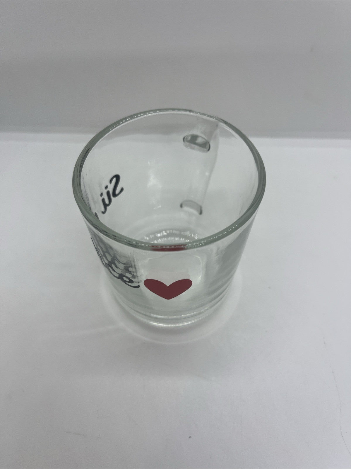 tazza colazione in vetro trasparente con scritta sii felice mug