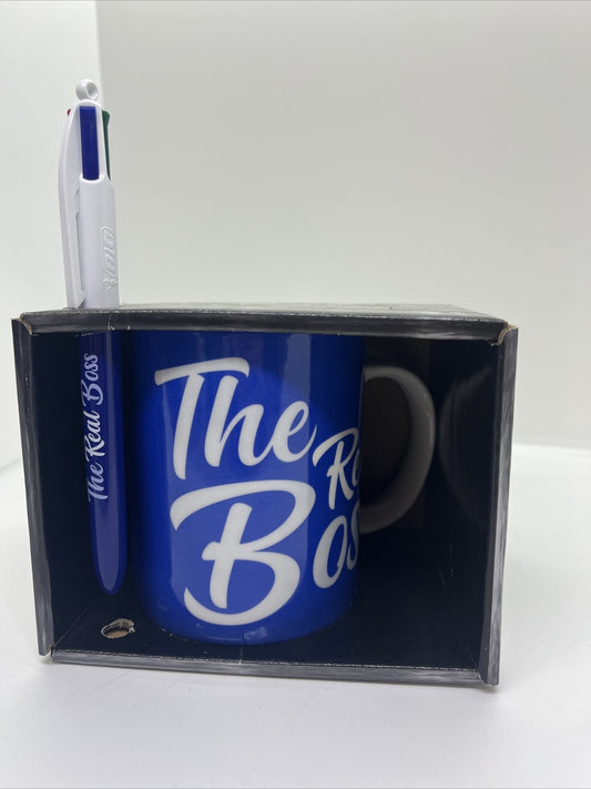 Tazza ceramica tinta unita e bic multicolor colazione The Real Boss