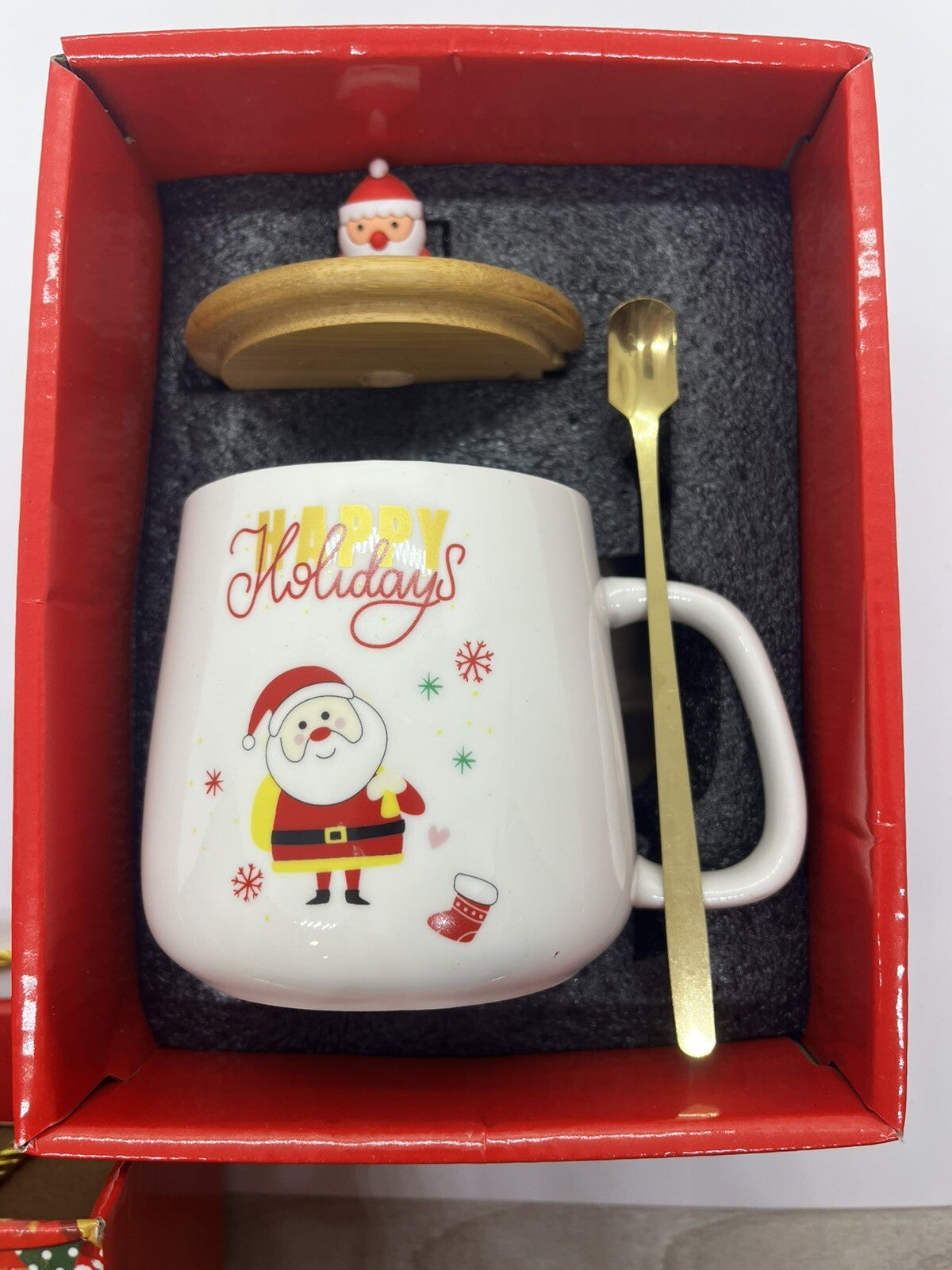 tazza natalizia 400 ml tappo cucchiaino babbo Natale Christmas confezione regalo