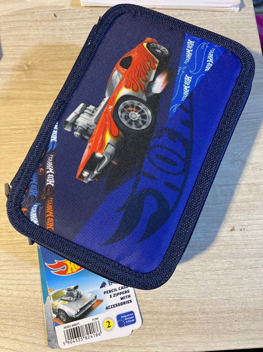 astuccio 3 zip Hotweels scuola pennarelli starpak bambini auto cars macchina
