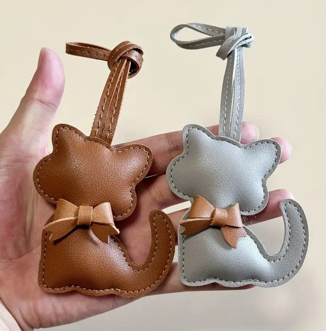 portachiavi charm chiave decorazione borse ciondolo gatto grigio o marrone cat