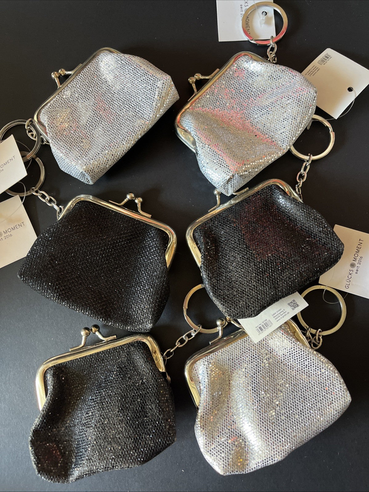 porta monete con clip argento o nero portachiavi per borsa sempre utile