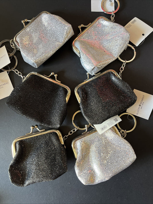 porta monete con clip argento o nero portachiavi per borsa sempre utile