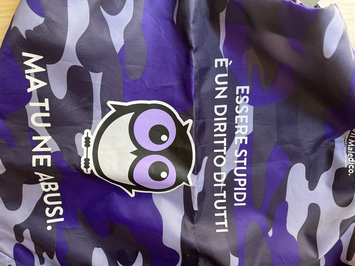 sacca sport scuola ti maledico divertente scritta viola militare ragazzi