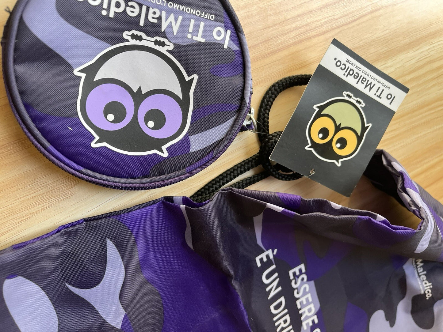 sacca sport scuola ti maledico divertente scritta viola militare ragazzi