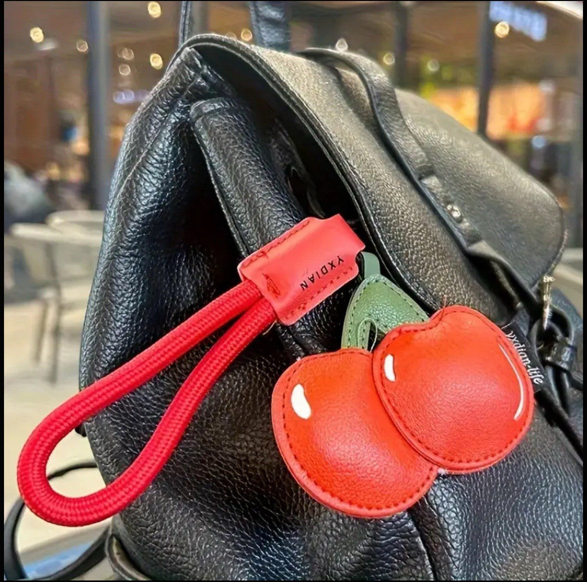 PORTACHIAVI CHARM CHIAVE DECORAZIONE BORSA CIONDOLO CILIEGIE CILIEGIA ROSSE