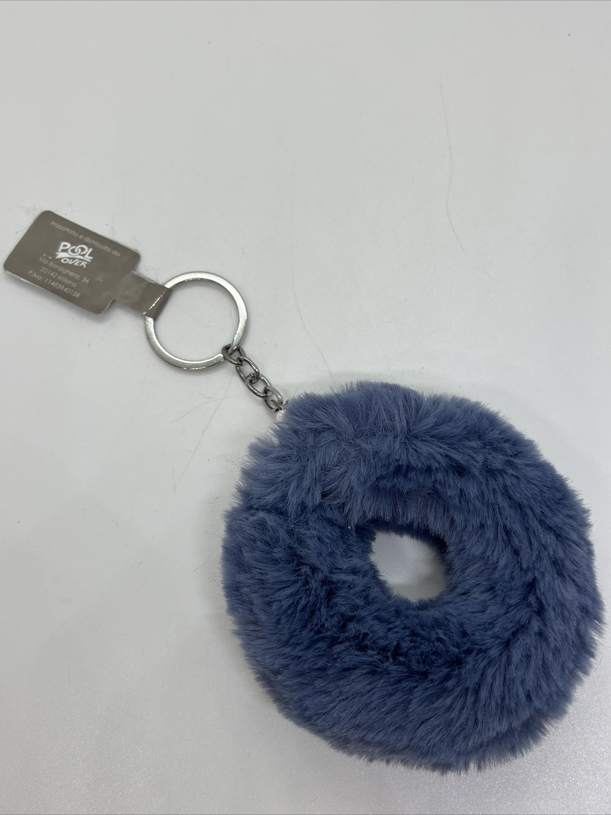 portachiavi cerchio peluche blu morbido 10 Cm